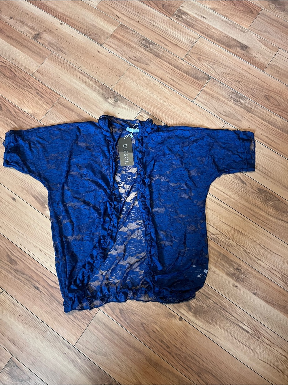 Lace Kimono Cardigan - Royal Blue - Picture 2 of 6